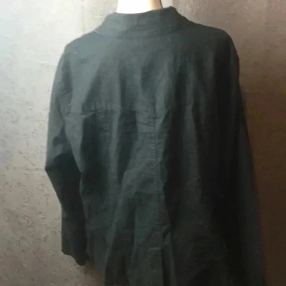 LANE BRYANT WOM SZ 18/20 BLACK LINEN-COTTON JACKET GOOD CLEAN CONDITION - Picture 4 of 6